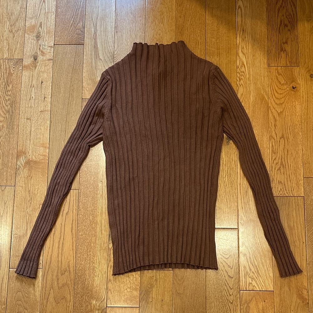 Men's Brown Ribbed Sweater - Picture 2 of 2